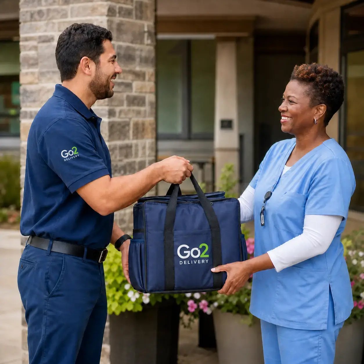 Go2 Delivery Logo on Courier Bag and Shirt-1