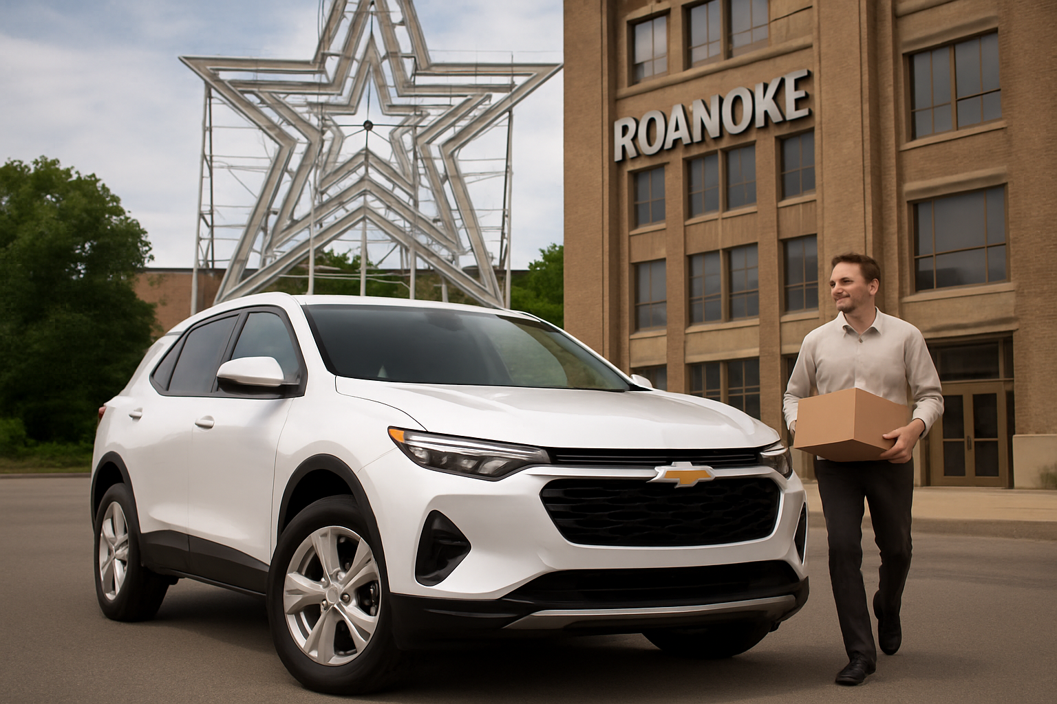 The Mill Mountain Star and a courier.