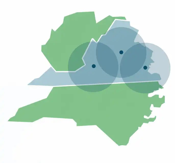 GO2 Delivery medical courier service map for Virginia