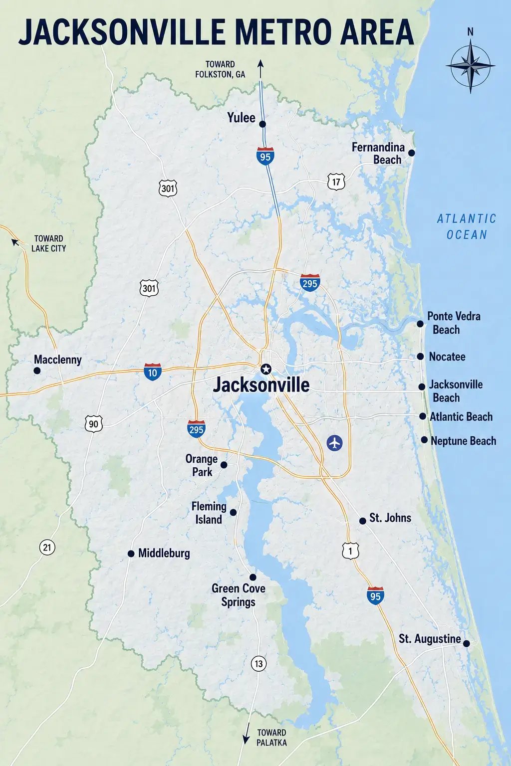 Jacksonville Metro Area map