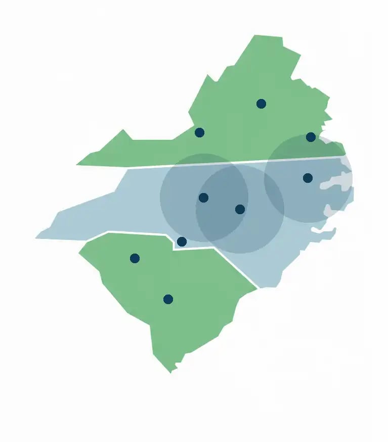 North Carolina Routing Hubs