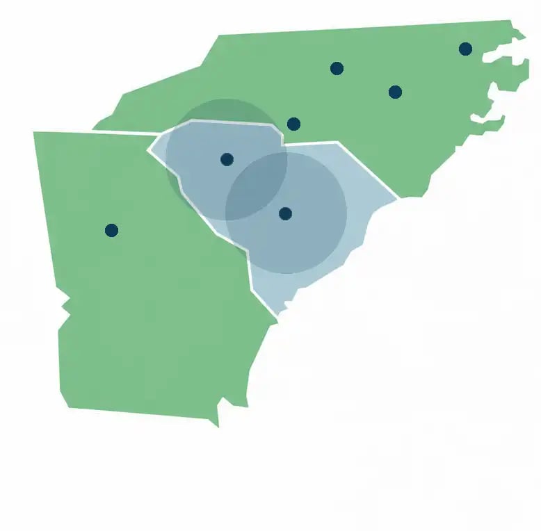 South Carolina Routing Hubs
