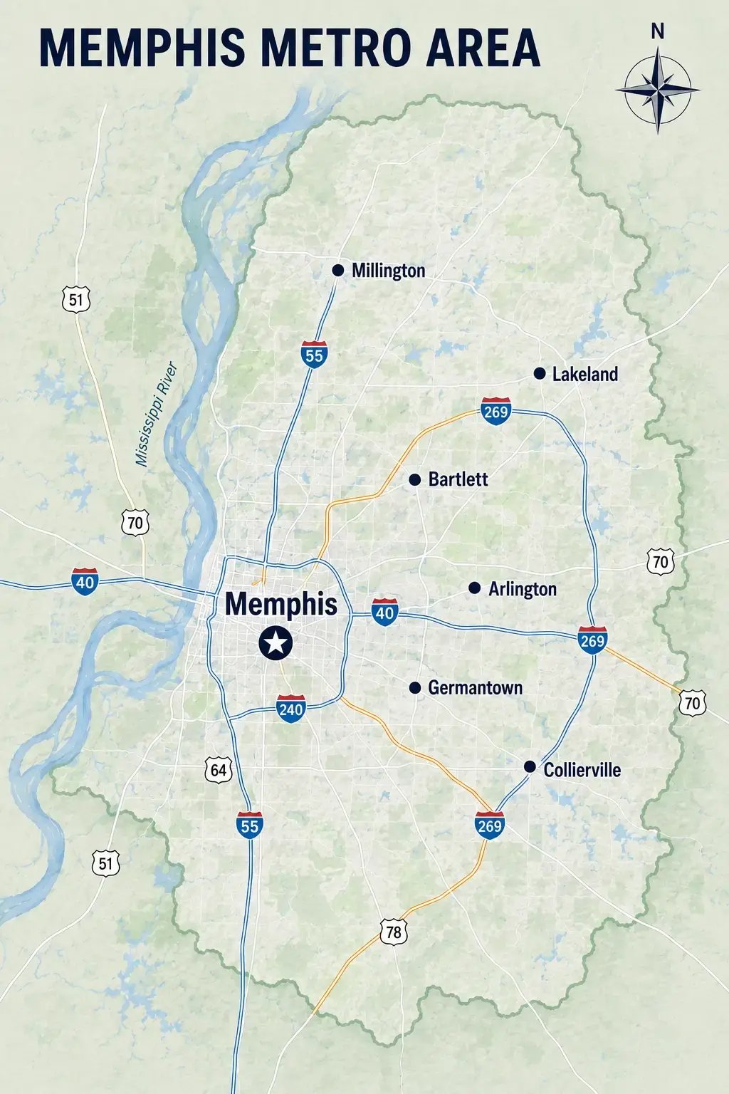 Memphis Metro Area map