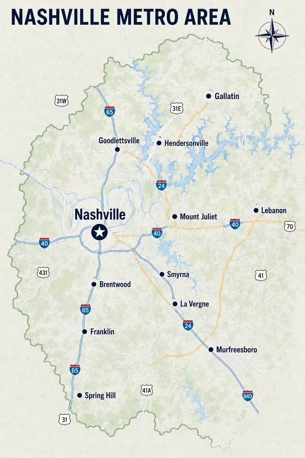 Nashville Metro Area map