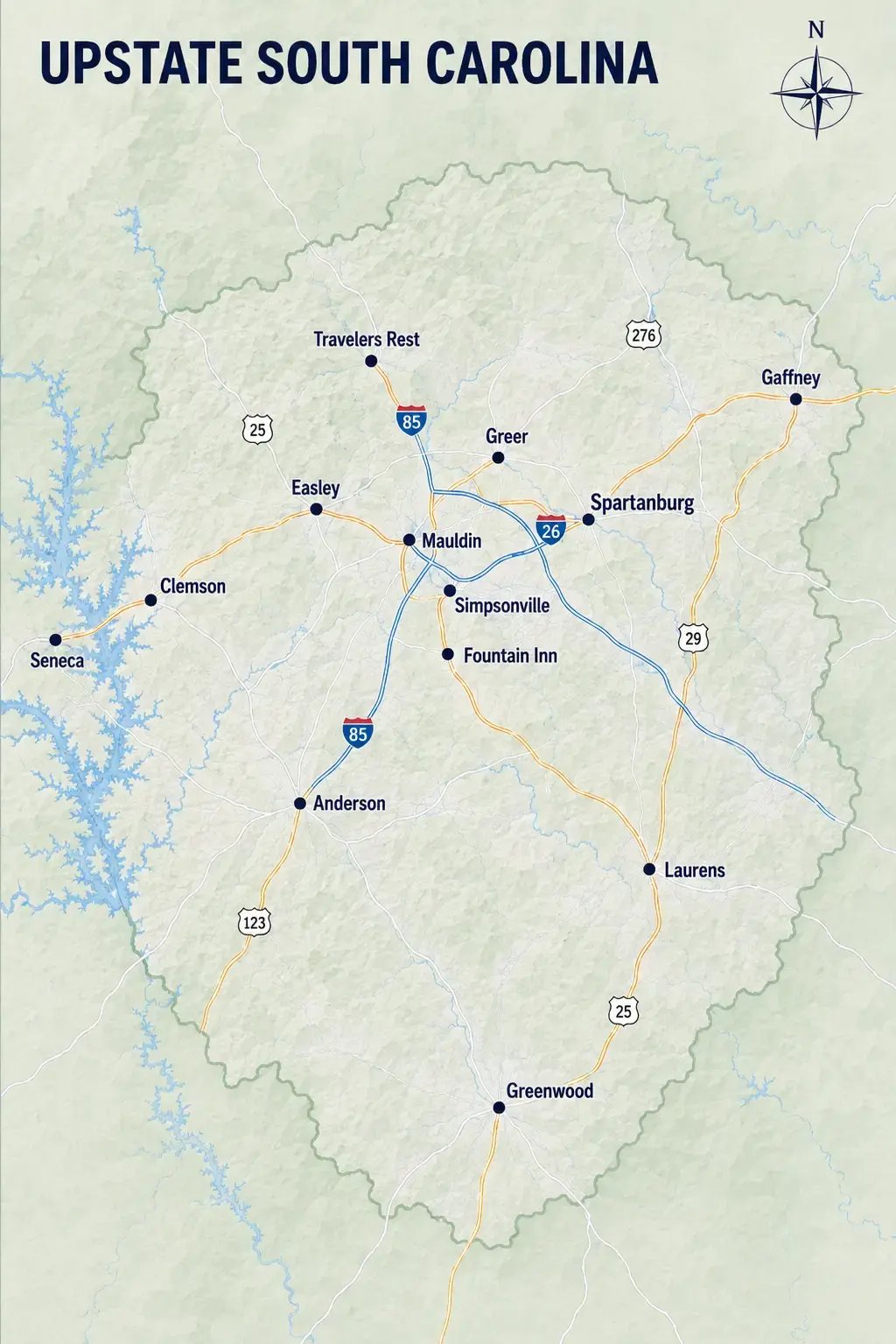 Upstate south carolina map