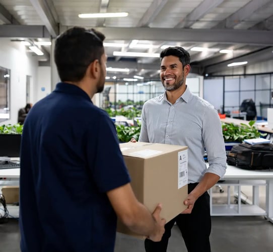 business delivery man with box