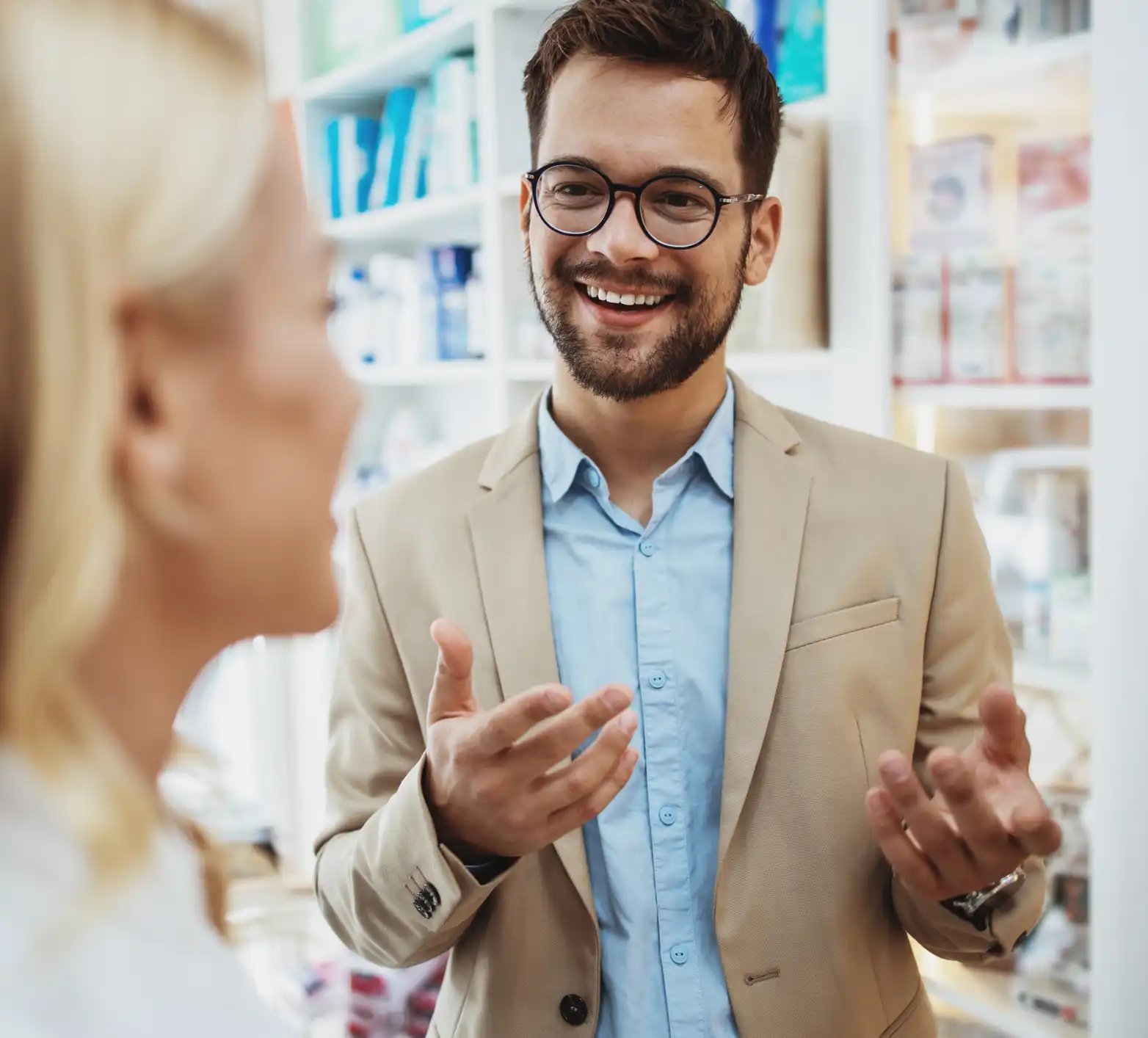 man talking to healthcare worker