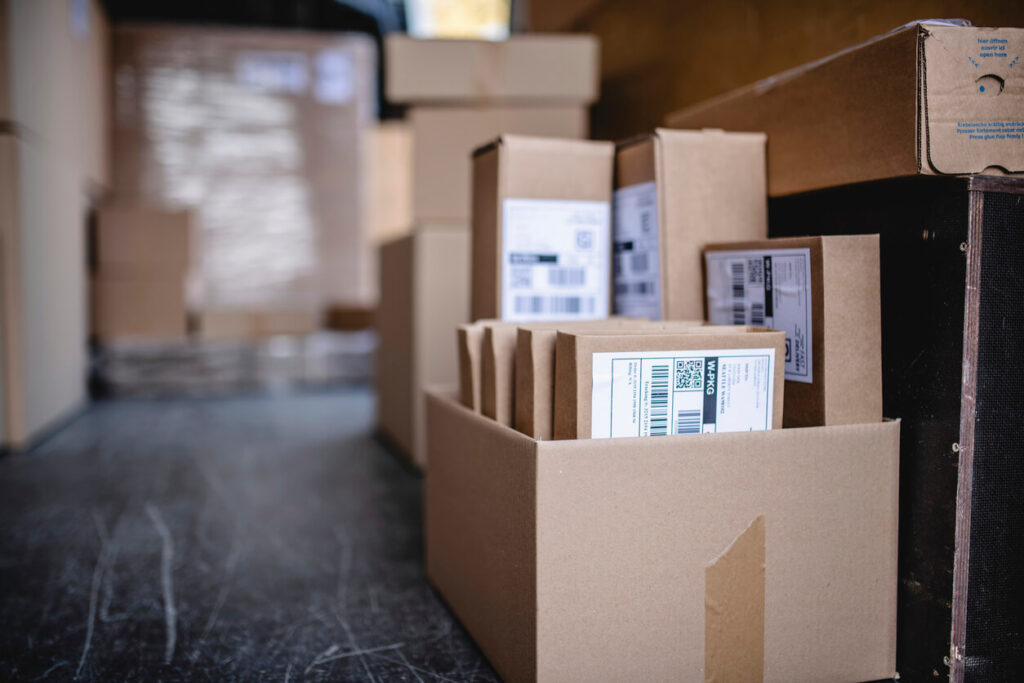 Laboratory samples sitting in a temperature-controlled delivery vehicle, awaiting delivery